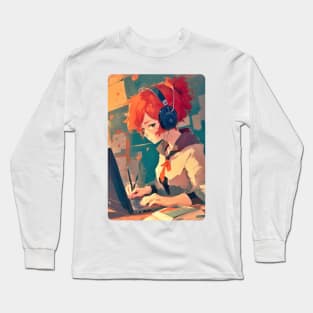 Redhead Anime Programming Girl V 1.04 Long Sleeve T-Shirt